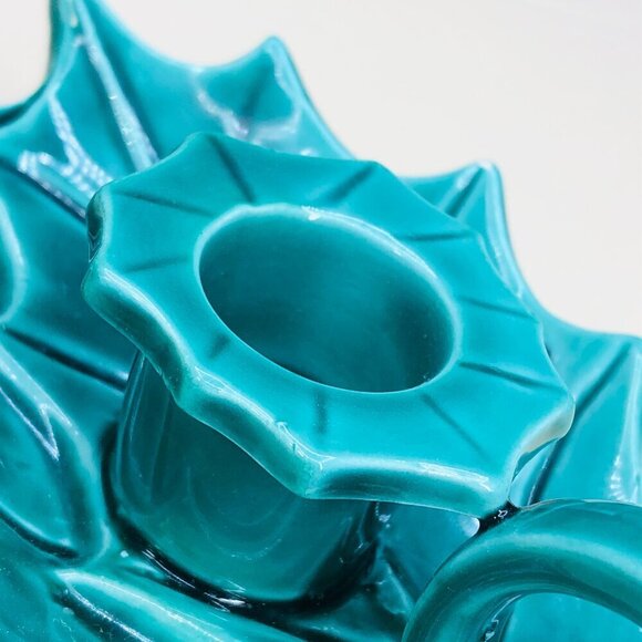 Hallmark Green Holly Berry Candleholder Dish Kitsch Vintage Christmas Decor - Picture 5 of 10